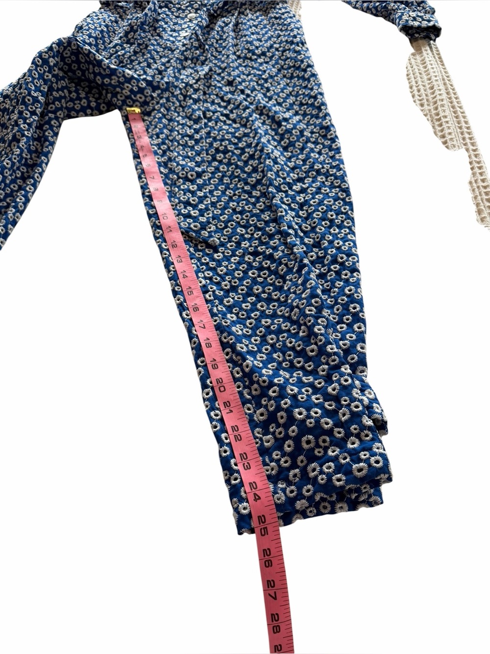 Nocturne brand Blue Button-Up Belted Eyelet Jumpsuit size 38 (US 8) - Picture 14 of 15